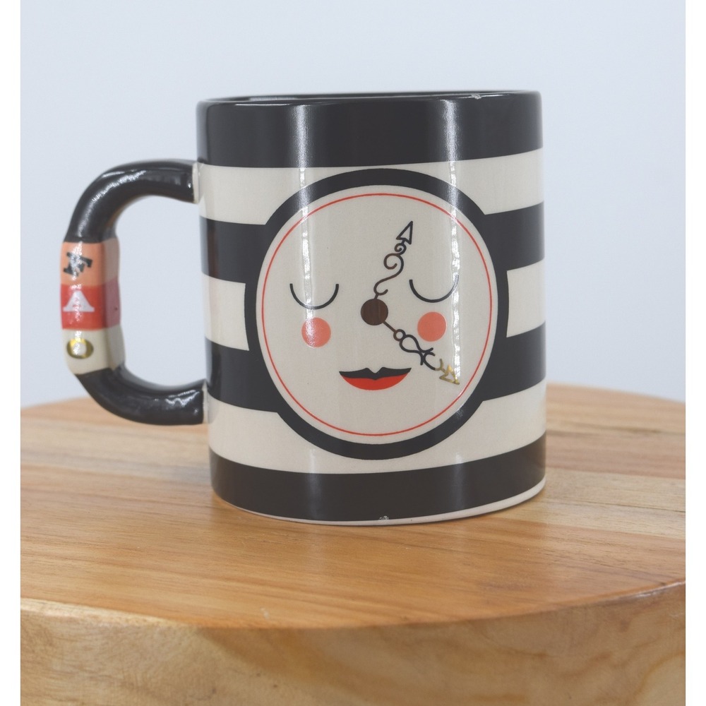 FAO Schwarz Striped Clock Face Coffee‎ Mug Unique Handle Rare Decor